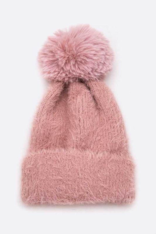 Mohair Faux Fur Pom Soft Beanie - Shop Style & More | Fresh Looks, Everyday Deals & Free Shipping