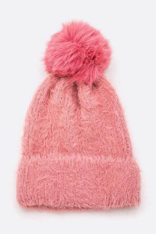 Mohair Faux Fur Pom Soft Beanie - Shop Style & More | Fresh Looks, Everyday Deals & Free Shipping