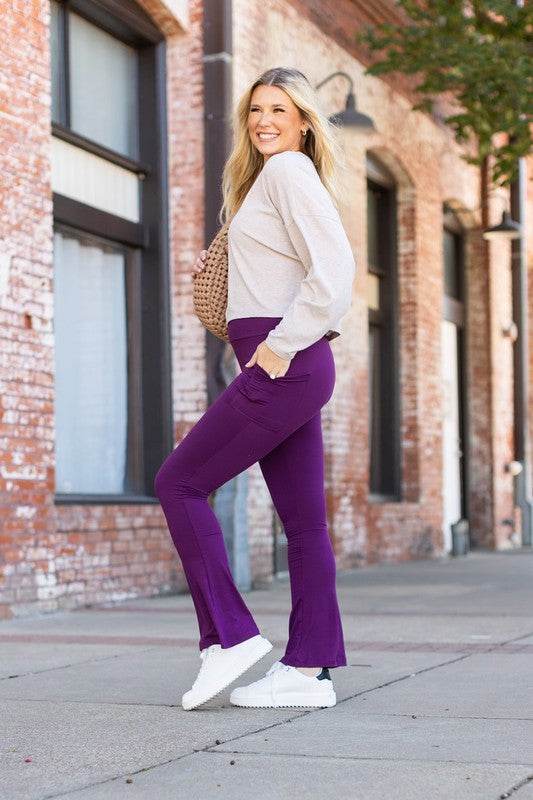 The Reese Purple Flare Leggings - Shop Style & More | Fresh Looks, Everyday Deals & Free Shipping