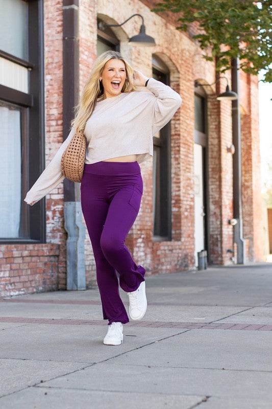 The Reese Purple Flare Leggings - Shop Style & More | Fresh Looks, Everyday Deals & Free Shipping