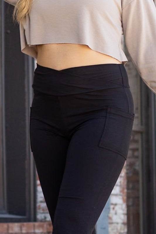 The Liz - Crossover Bootcut Leggings with Pockets - Shop Style & More | Fresh Looks, Everyday Deals & Free Shipping