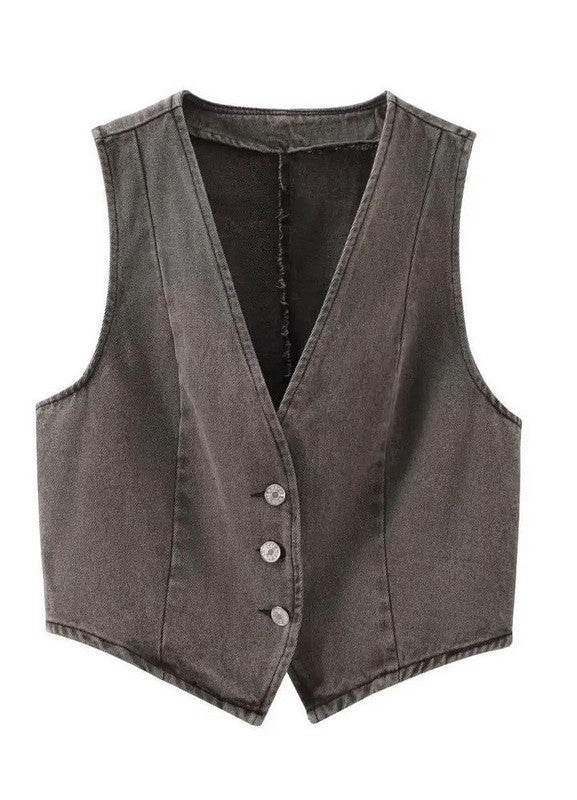 Cropped button front denim vest - Shop Style & More | Fresh Looks, Everyday Deals & Free Shipping