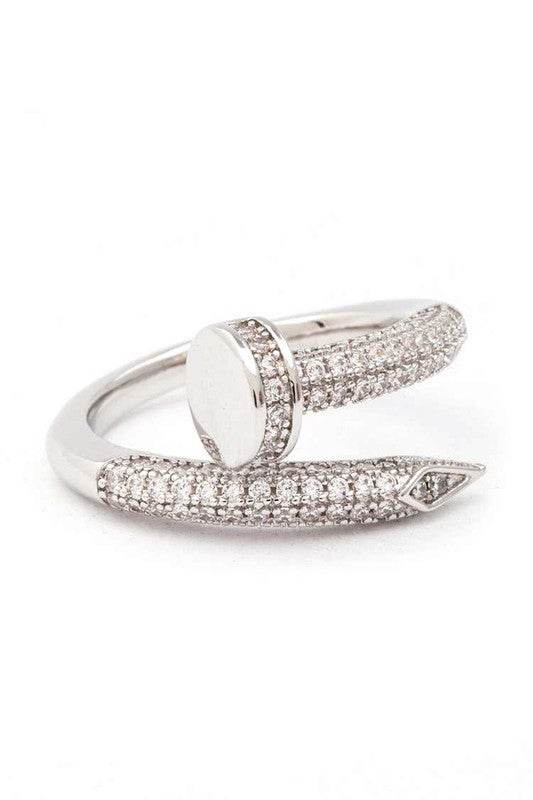 Cubic Zirconia Pave Iconic Nail Ring - Shop Style & More | Fresh Looks, Everyday Deals & Free Shipping
