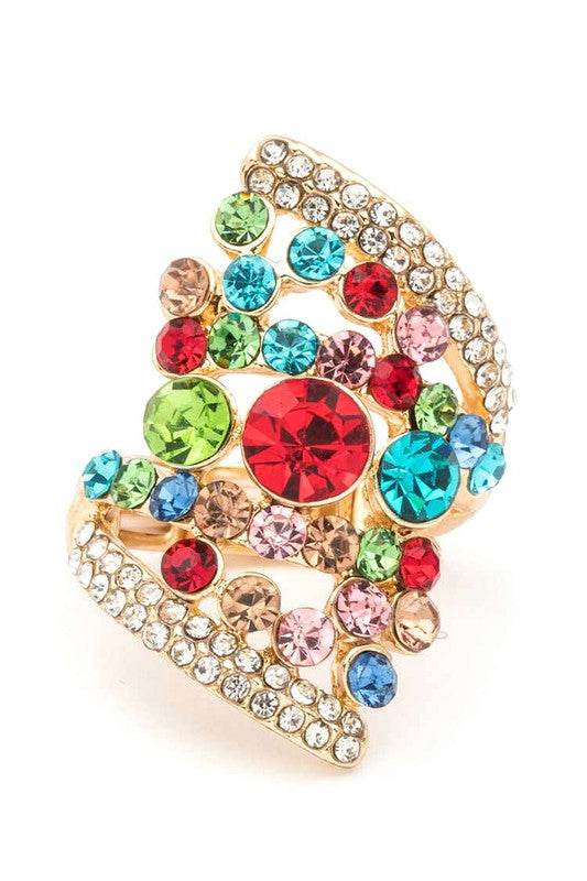 Mix Stone Crystal Statement Stretch Ring - Shop Style & More | Fresh Looks, Everyday Deals & Free Shipping