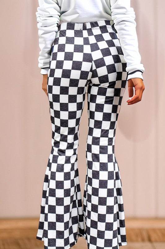 Checkered High Rise Flared Pants - Shop Style & More | Fresh Looks, Everyday Deals & Free Shipping