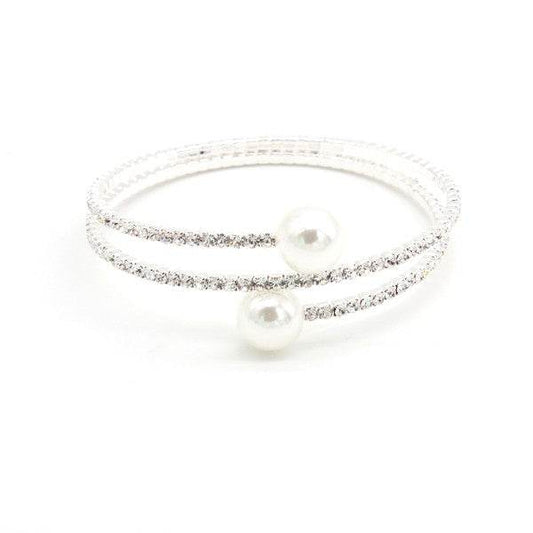 SPIRAL RHINESTONE BRACELET WITH PEARLS - Shop Style & More | Fresh Looks, Everyday Deals & Free Shipping