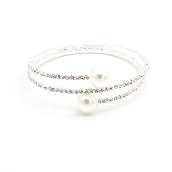 SPIRAL RHINESTONE BRACELET WITH PEARLS - Shop Style & More | Fresh Looks, Everyday Deals & Free Shipping