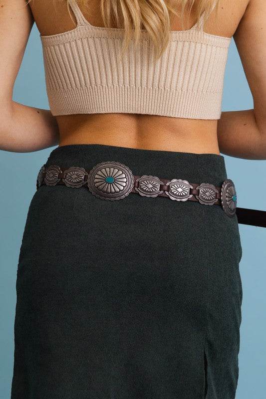 Boho Turquoise Concho Belt with Western Accents - Shop Style & More | Fresh Looks, Everyday Deals & Free Shipping