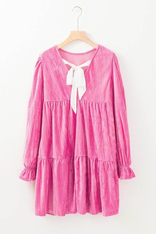 Flounce Sleeve Tiered Ruffled Velvet Mini Dress - Shop Style & More | Fresh Looks, Everyday Deals & Free Shipping