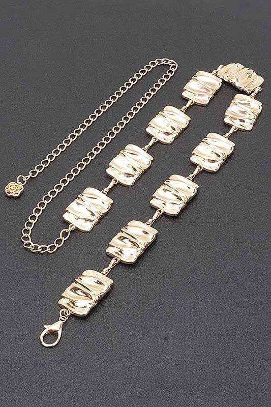 Textured Metal Plate Station Fashion Chain Belt - Shop Style & More | Fresh Looks, Everyday Deals & Free Shipping