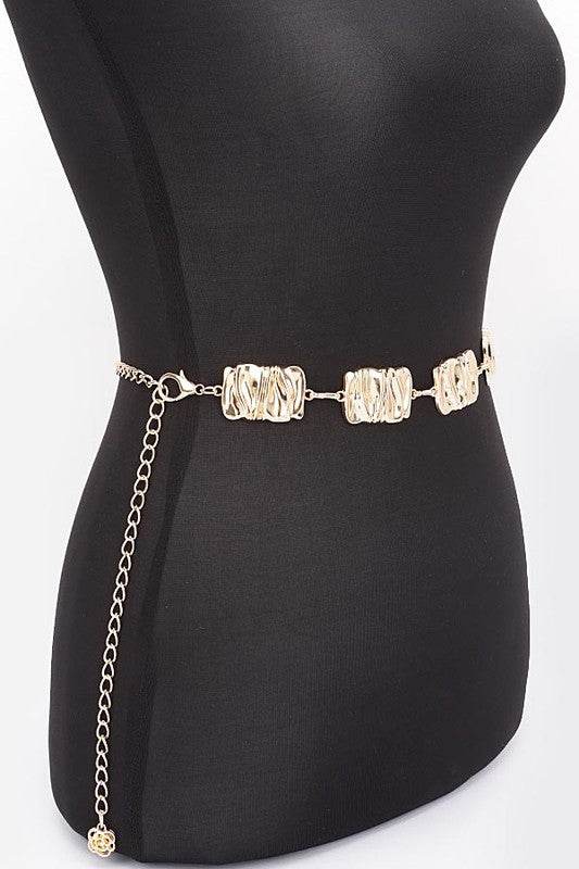 Textured Metal Plate Station Fashion Chain Belt - Shop Style & More | Fresh Looks, Everyday Deals & Free Shipping