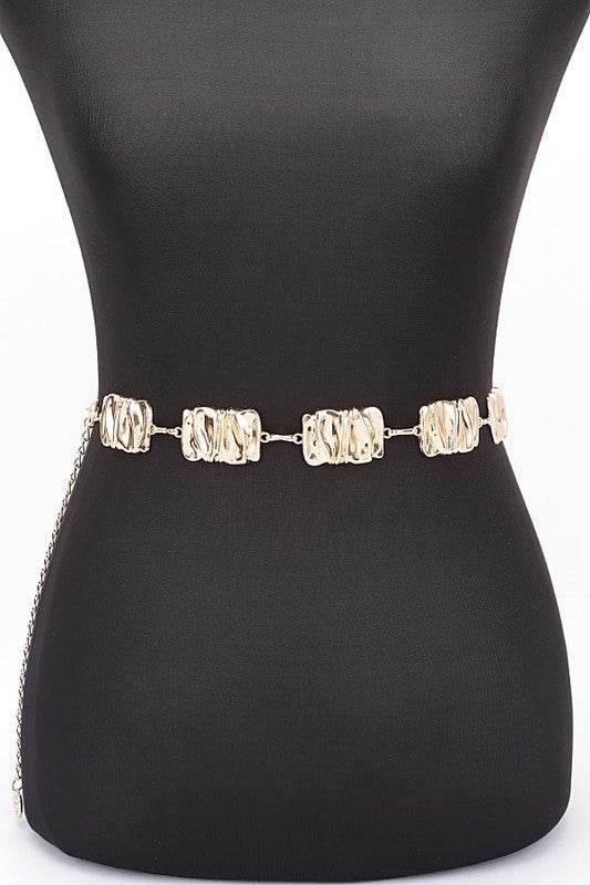 Textured Metal Plate Station Fashion Chain Belt - Shop Style & More | Fresh Looks, Everyday Deals & Free Shipping