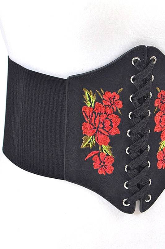 Embroidered Flower Lacing Corset Belt - Shop Style & More | Fresh Looks, Everyday Deals & Free Shipping