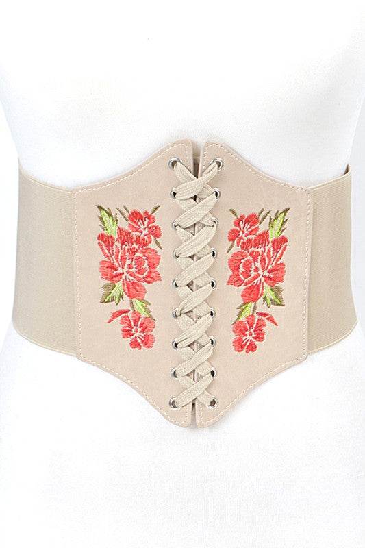 Embroidered Flower Lacing Corset Belt - Shop Style & More | Fresh Looks, Everyday Deals & Free Shipping
