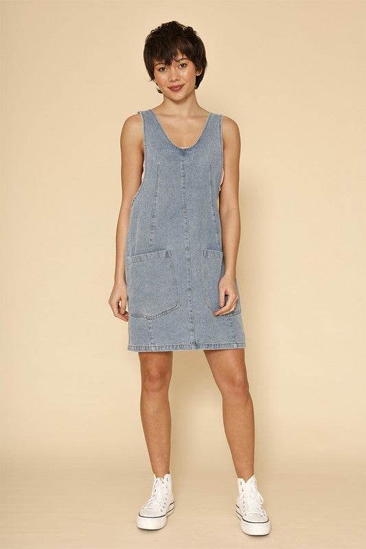 Denim scoop neck overall dress - Shop Style & More | Fresh Looks, Everyday Deals & Free Shipping