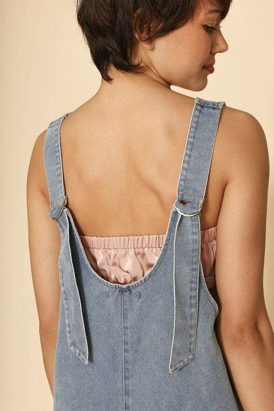 Denim scoop neck overall dress - Shop Style & More | Fresh Looks, Everyday Deals & Free Shipping