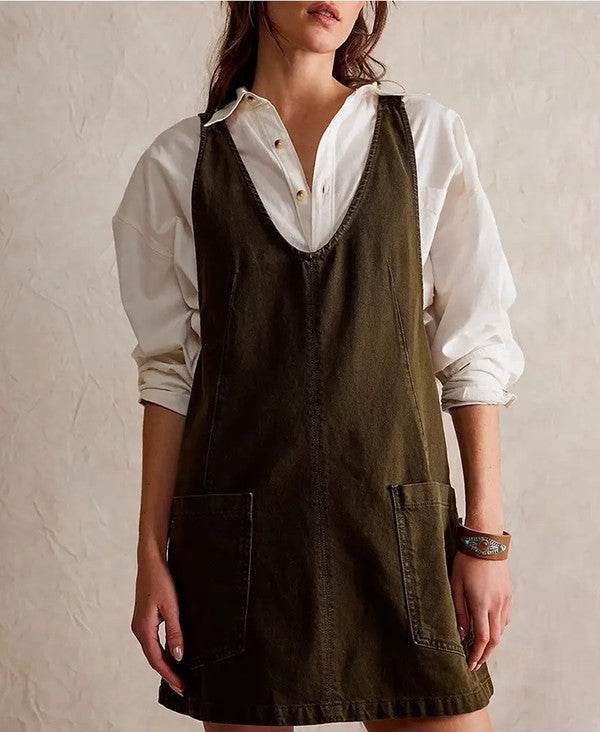 Denim scoop neck overall dress - Shop Style & More | Fresh Looks, Everyday Deals & Free Shipping