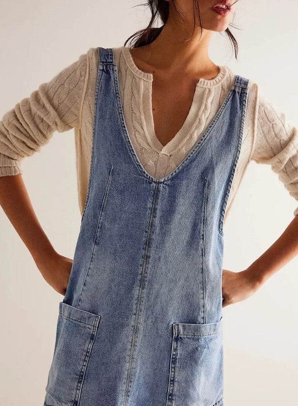 Denim scoop neck overall dress - Shop Style & More | Fresh Looks, Everyday Deals & Free Shipping