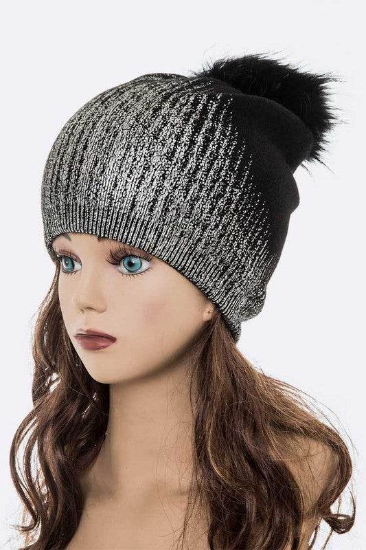 Metallic Cashmere Fur Pom Beanie - Shop Style & More | Fresh Looks, Everyday Deals & Free Shipping