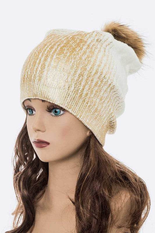 Metallic Cashmere Fur Pom Beanie - Shop Style & More | Fresh Looks, Everyday Deals & Free Shipping