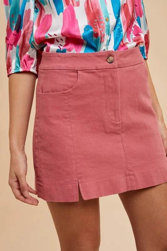 Annie Wear Comfort Stretch Cotton Slit Detailed Mini Skirt - Shop Style & More | Fresh Looks, Everyday Deals & Free Shipping