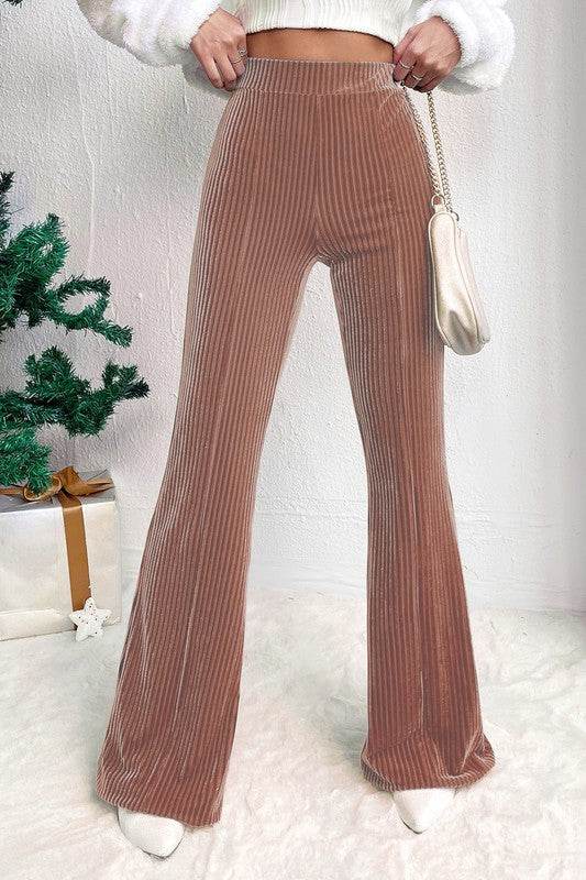 Solid Color High Waist Corduroy Flare Pants - Shop Style & More | Fresh Looks, Everyday Deals & Free Shipping