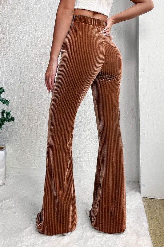 Solid Color High Waist Corduroy Flare Pants - Shop Style & More | Fresh Looks, Everyday Deals & Free Shipping