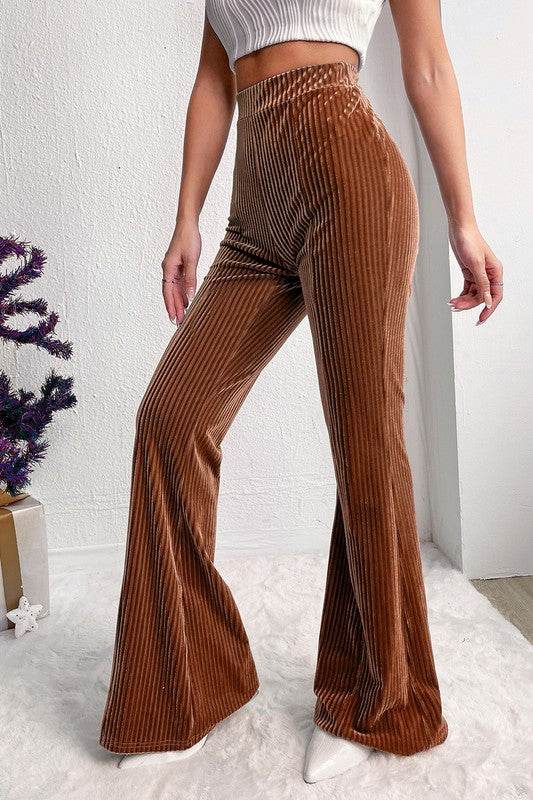 Solid Color High Waist Corduroy Flare Pants - Shop Style & More | Fresh Looks, Everyday Deals & Free Shipping