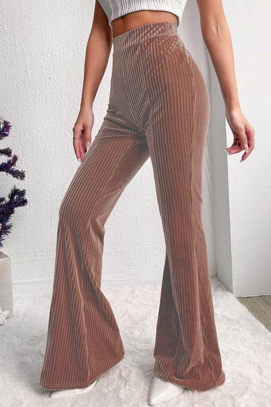 Solid Color High Waist Corduroy Flare Pants - Shop Style & More | Fresh Looks, Everyday Deals & Free Shipping