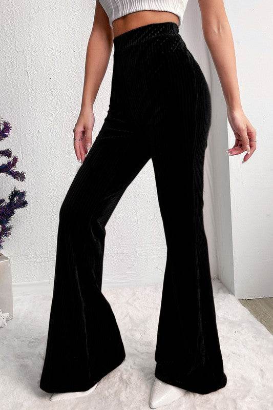 Solid Color High Waist Corduroy Flare Pants - Shop Style & More | Fresh Looks, Everyday Deals & Free Shipping