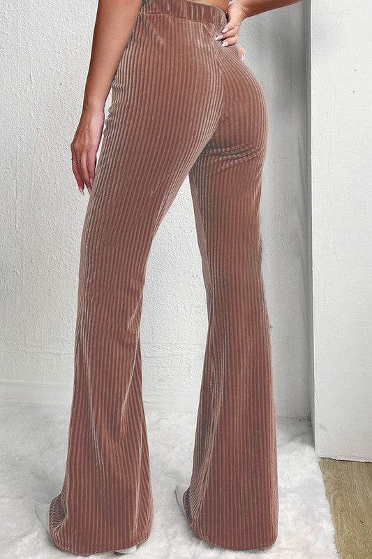 Solid Color High Waist Corduroy Flare Pants - Shop Style & More | Fresh Looks, Everyday Deals & Free Shipping