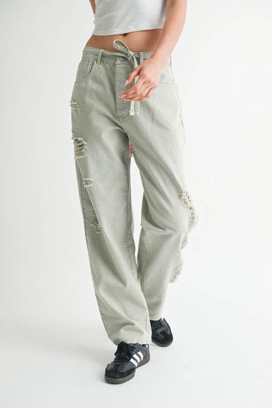 DISTRESSED WIDE LEG PANTS - Shop Style & More | Fresh Looks, Everyday Deals & Free Shipping