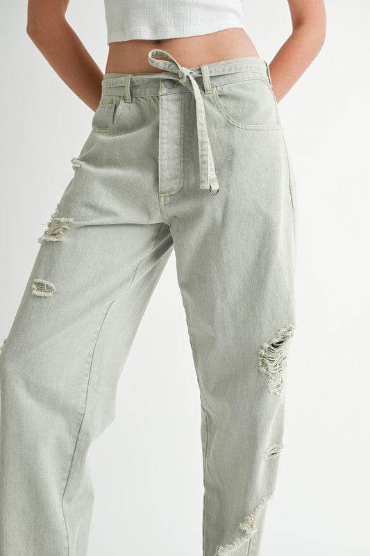 DISTRESSED WIDE LEG PANTS - Shop Style & More | Fresh Looks, Everyday Deals & Free Shipping