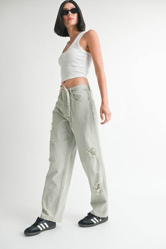 DISTRESSED WIDE LEG PANTS - Shop Style & More | Fresh Looks, Everyday Deals & Free Shipping