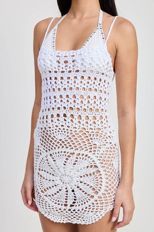 CROCHET MINI DRESS WITH CROSSED BACK - Shop Style & More | Fresh Looks, Everyday Deals & Free Shipping