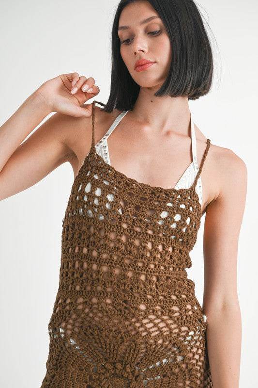 CROCHET MINI DRESS WITH CROSSED BACK - Shop Style & More | Fresh Looks, Everyday Deals & Free Shipping