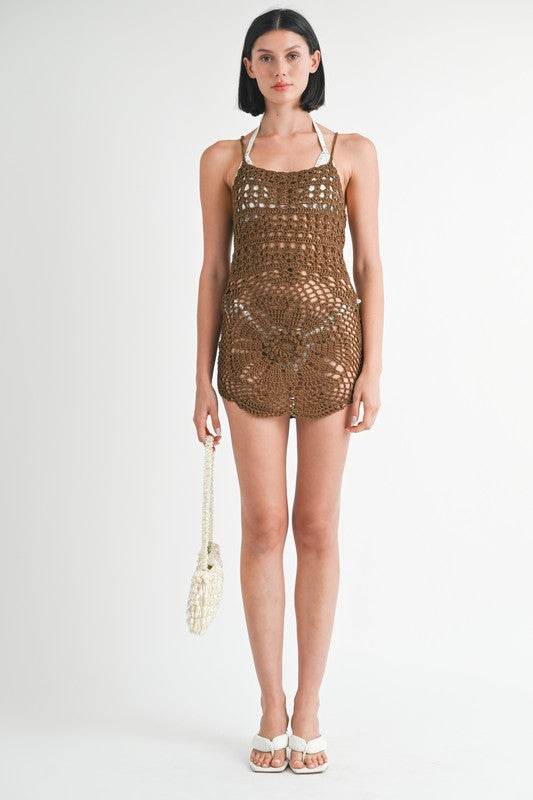 CROCHET MINI DRESS WITH CROSSED BACK - Shop Style & More | Fresh Looks, Everyday Deals & Free Shipping