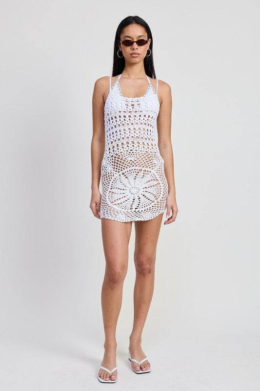 CROCHET MINI DRESS WITH CROSSED BACK - Shop Style & More | Fresh Looks, Everyday Deals & Free Shipping