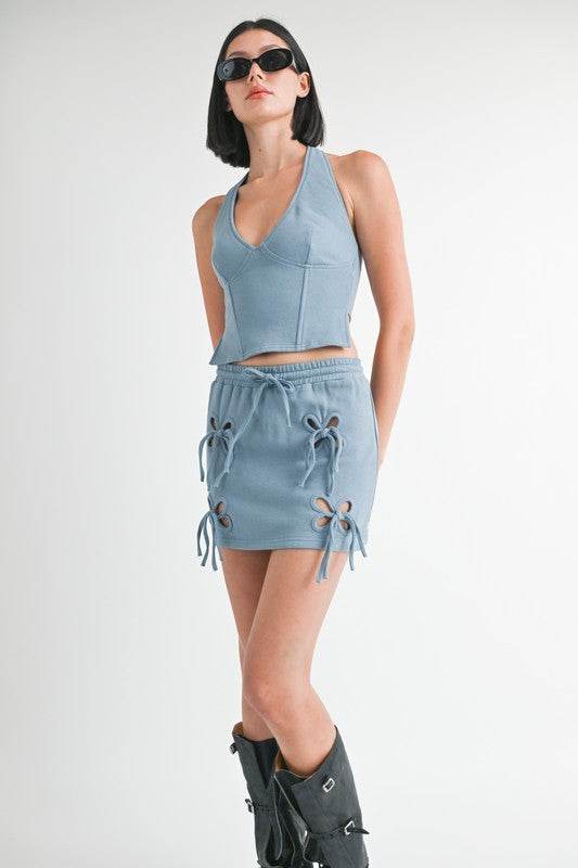 FRENCH TERRY CUTOUT MINI SKIRT - Shop Style & More | Fresh Looks, Everyday Deals & Free Shipping