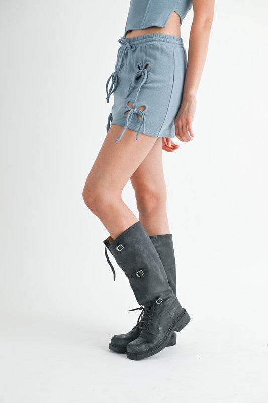 FRENCH TERRY CUTOUT MINI SKIRT - Shop Style & More | Fresh Looks, Everyday Deals & Free Shipping