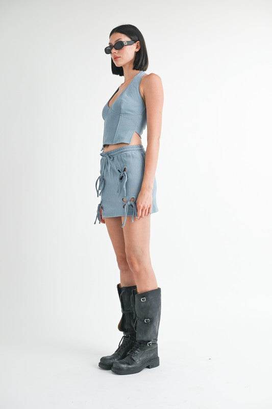 FRENCH TERRY CUTOUT MINI SKIRT - Shop Style & More | Fresh Looks, Everyday Deals & Free Shipping