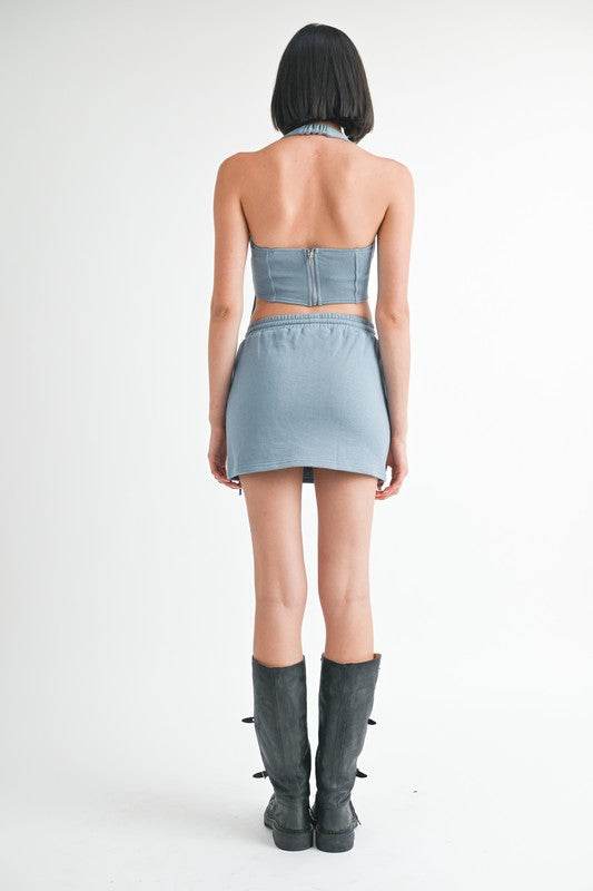 FRENCH TERRY CUTOUT MINI SKIRT - Shop Style & More | Fresh Looks, Everyday Deals & Free Shipping