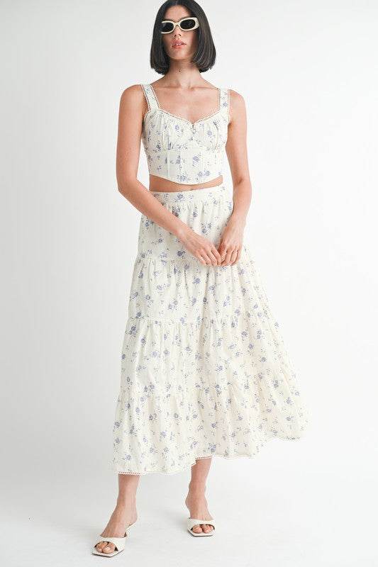IPA2228S FLORAL TIERED MAXI SKIRT - Shop Style & More | Fresh Looks, Everyday Deals & Free Shipping