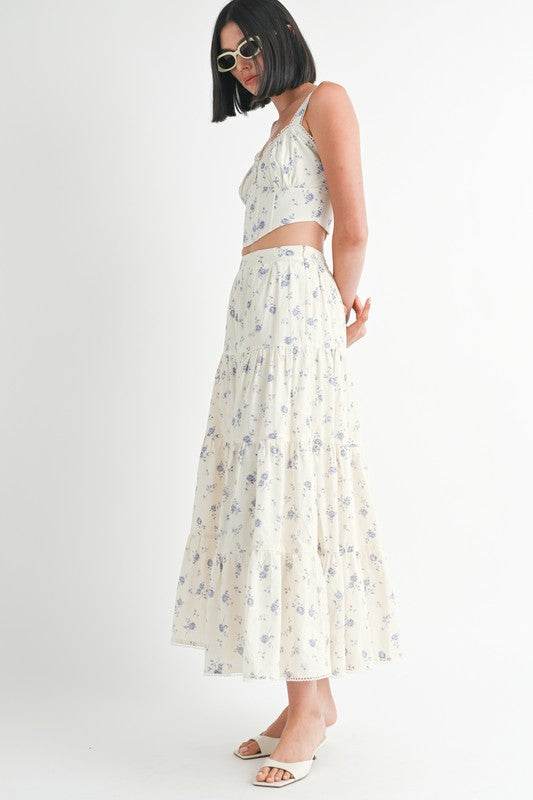 IPA2228S FLORAL TIERED MAXI SKIRT - Shop Style & More | Fresh Looks, Everyday Deals & Free Shipping