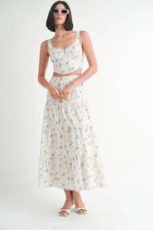 IPA2228S FLORAL TIERED MAXI SKIRT - Shop Style & More | Fresh Looks, Everyday Deals & Free Shipping