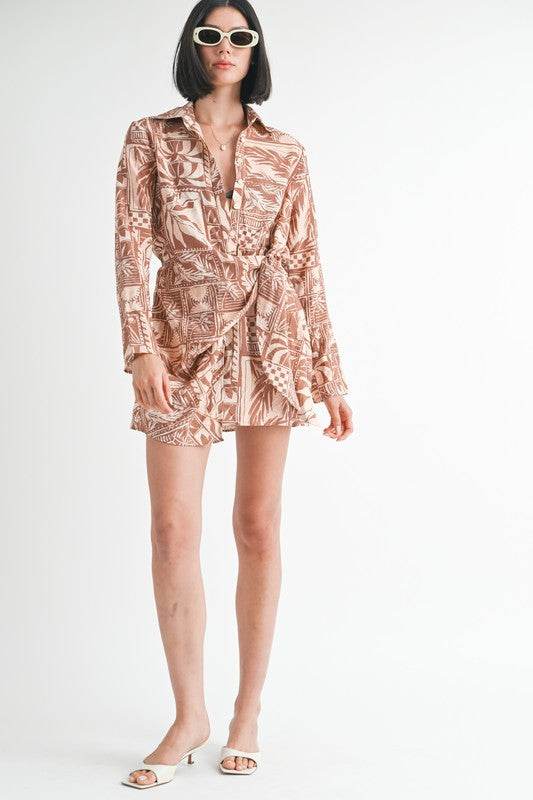 WRAPPED BUTTON UP MINI DRESS - Shop Style & More | Fresh Looks, Everyday Deals & Free Shipping
