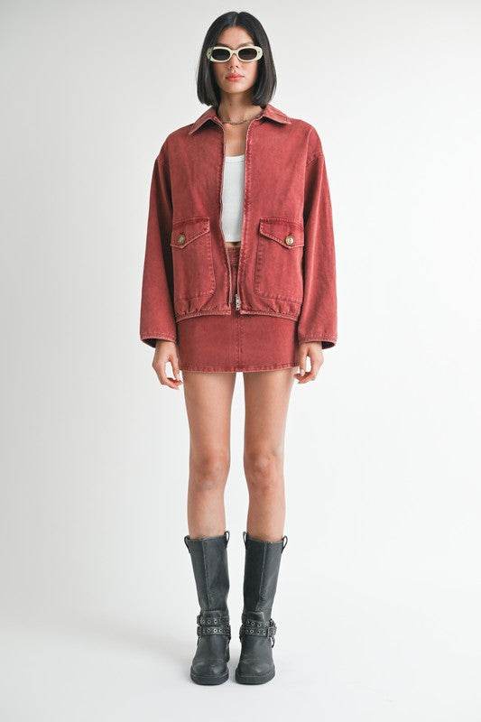 LONG SLEEVE COLLARED DENIM JACKET - Shop Style & More | Fresh Looks, Everyday Deals & Free Shipping
