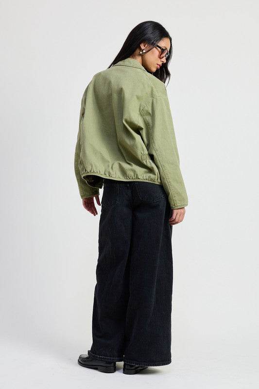 LONG SLEEVE COLLARED DENIM JACKET - Shop Style & More | Fresh Looks, Everyday Deals & Free Shipping