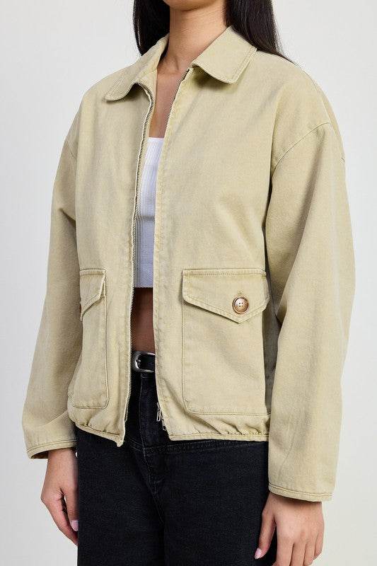 LONG SLEEVE COLLARED DENIM JACKET - Shop Style & More | Fresh Looks, Everyday Deals & Free Shipping