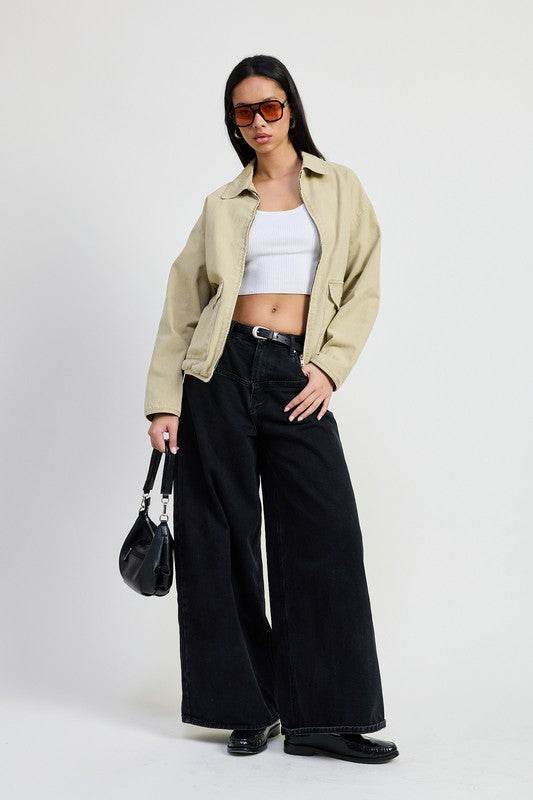 LONG SLEEVE COLLARED DENIM JACKET - Shop Style & More | Fresh Looks, Everyday Deals & Free Shipping